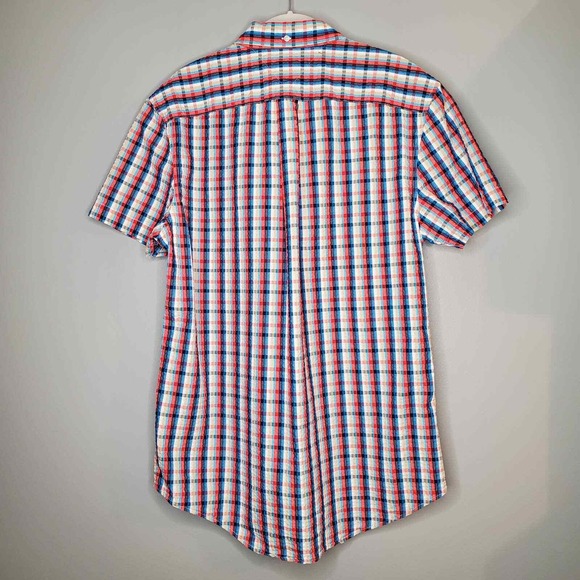 Tommy Hilfiger Shirt Men's Size L Multicolor Plaid s/s Seersucker Coastal Preppy - Picture 2 of 9